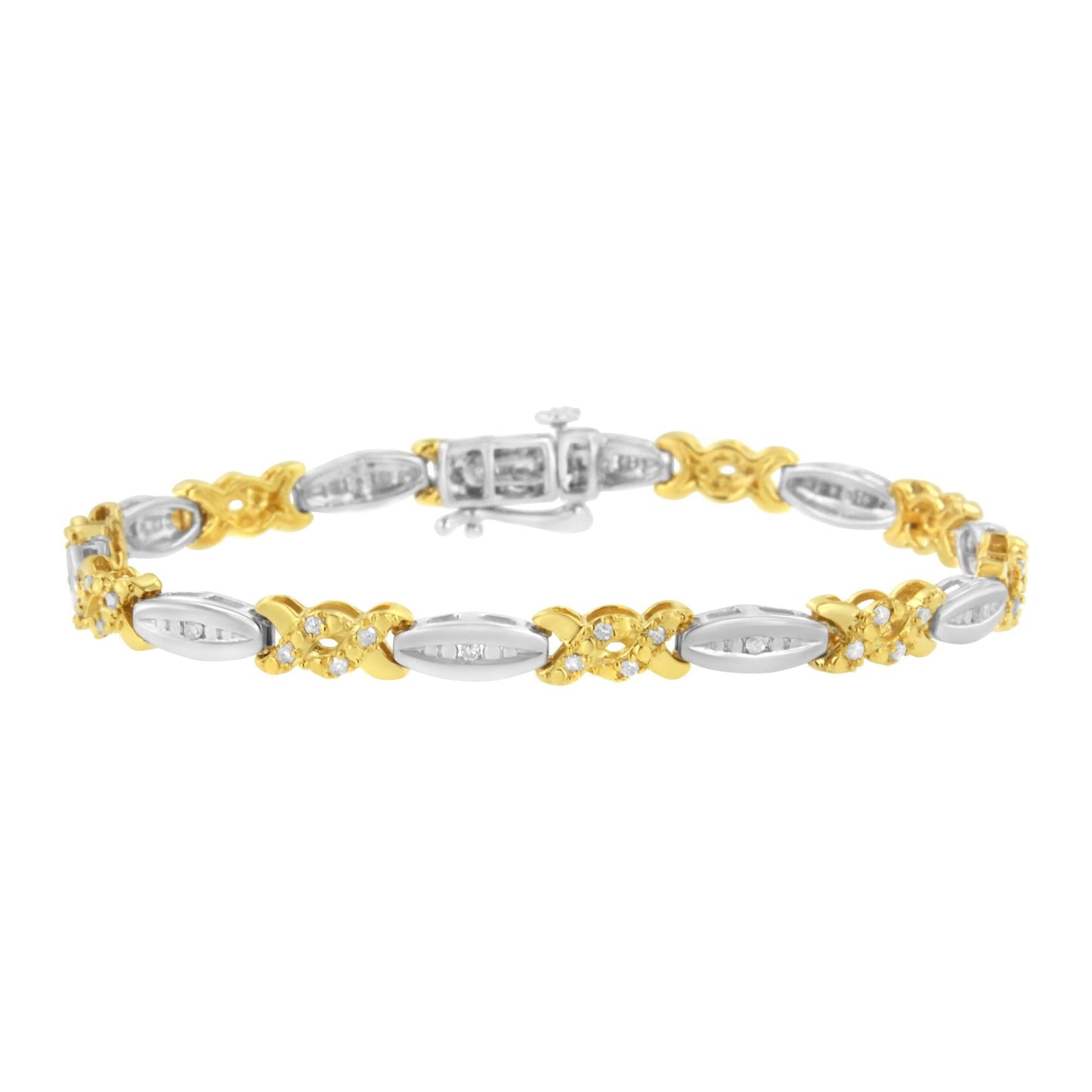 10K Yellow Gold Plated .925 Sterling Silver 1/2 cttw Channel Set